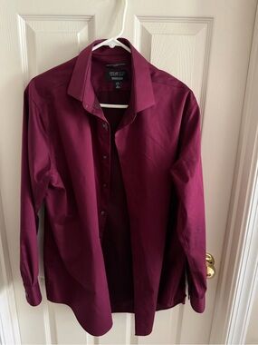 Kenneth Cole Men's Burgundy Long-Sleeve Dress Shirt